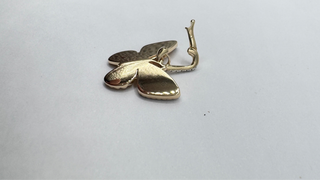 14k Gold Diamond Butterfly Charm with Connector | Pave Butterfly Pendant in Solid Gold