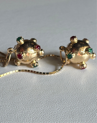 Vintage 14k Emerald + Ruby Sputnik Charm