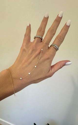 14k Gold Multi Diamond Bezel Hand Chain
