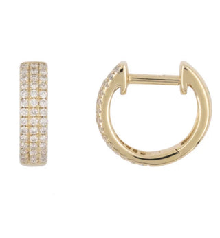 Triple Row Diamond Everyday Huggies 14k Gold