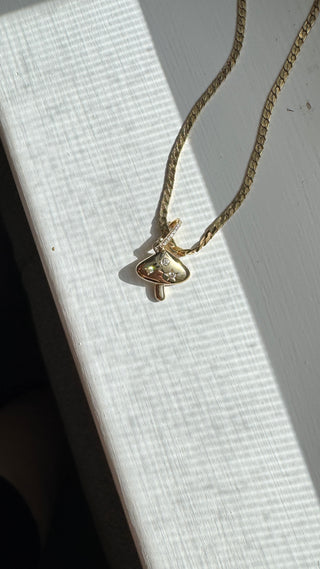 14K Yellow Gold Natural Diamond Mushroom Charm