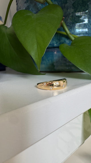 14k Diamond Dome Star Ring