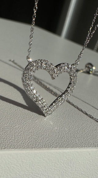 White Gold Diamond Heart Necklace .50ctw