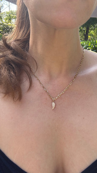 Dainty Diamond Angel Wing Charm with Clip Enhancer 14k