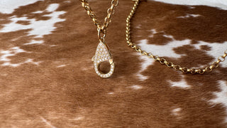 14k Gold Diamond Lobster Clasp Pendant Solid Gold Openable Lock for Charms and Necklaces