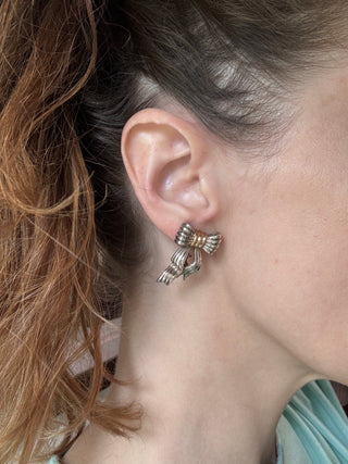 Authentic Vintage T & Co. Bow Earrings ( Sterling silver and 18k)