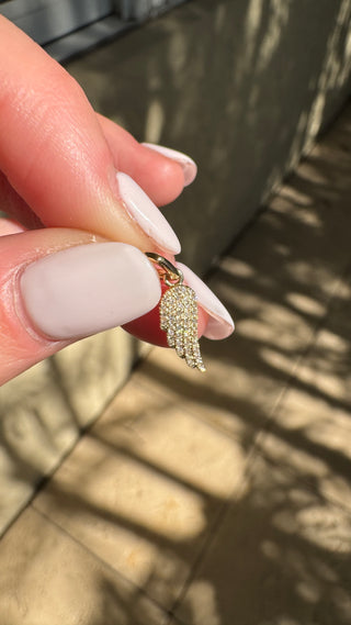Dainty Diamond Angel Wing Charm with Clip Enhancer 14k