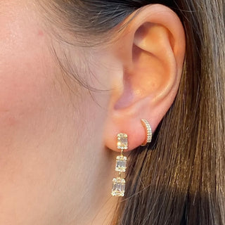 Double Row Diamond Everyday Huggies 14k Gold