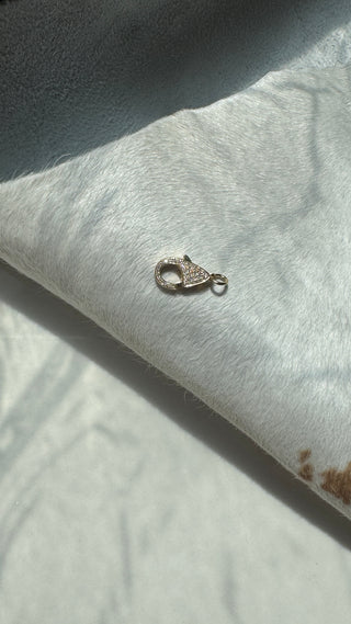 14k Gold Diamond Lobster Clasp Pendant Solid Gold Openable Lock for Charms and Necklaces