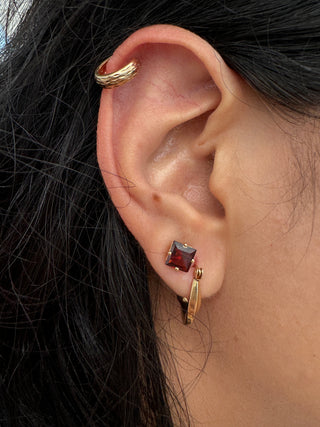 14K Yellow Gold Moon/Wave Hoop Earrings