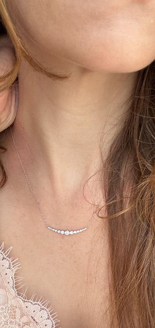 Graduated Curving Diamond Bar Necklace