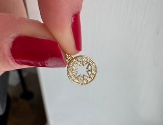14K Yellow Gold Diamond Starburst Enhancer Charm