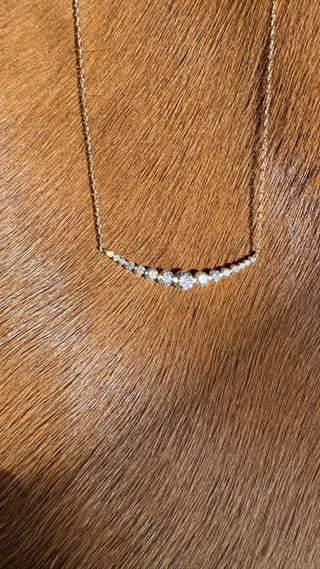 Graduated Curving Diamond Bar Necklace