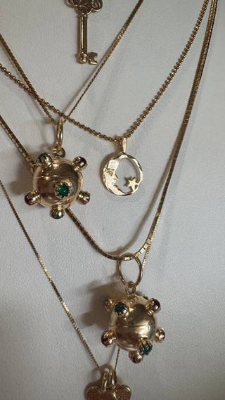 14k Vintage Moon and star Charm