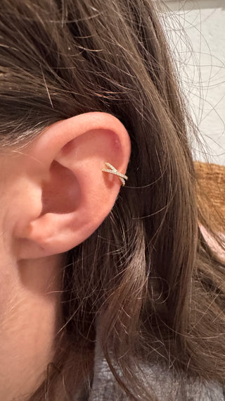 Diamond X Design Ear Cuff 14k