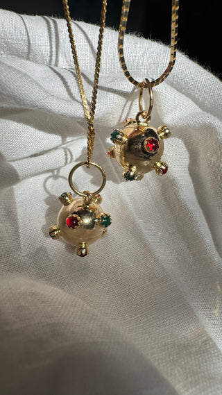 Vintage 14k Emerald + Ruby Sputnik Charm