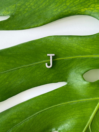 10k Vintage Natural Diamond "J" initial pendant