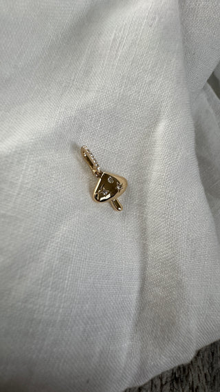 14K Yellow Gold Natural Diamond Mushroom Charm