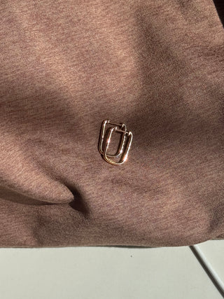 Rose Gold Rectangle Diamond Hoops