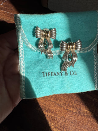 Authentic Vintage T & Co. Bow Earrings ( Sterling silver and 18k)