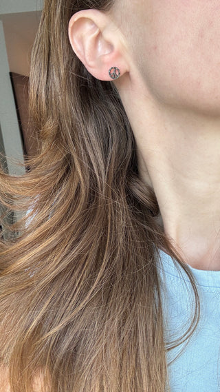 Black Diamond Peace sign Earrings