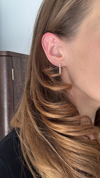 Rose Gold Rectangle Diamond Hoops