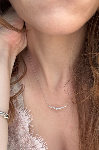 Graduated Curving Diamond Bar Necklace