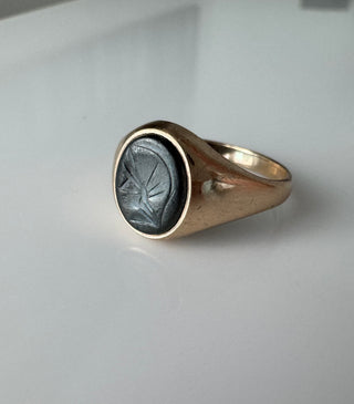 Vintage 9K Centurion Natural Hematite Ring