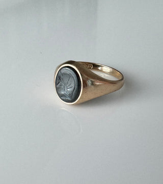 Vintage 9K Centurion Natural Hematite Ring