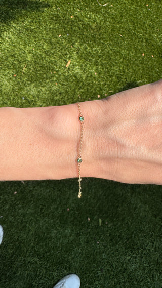 14k Emerald Dainty Bracelet - May Birthstone