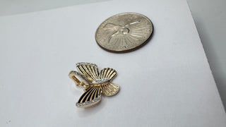 14k Gold Diamond Butterfly Charm with Connector | Pave Butterfly Pendant in Solid Gold