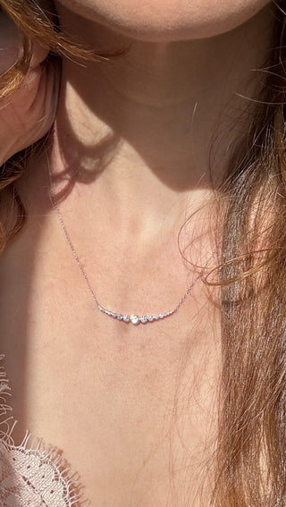 Graduated Curving Diamond Bar Necklace