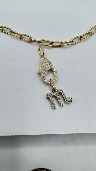 14k Gold Diamond Lobster Clasp Pendant Solid Gold Openable Lock for Charms and Necklaces