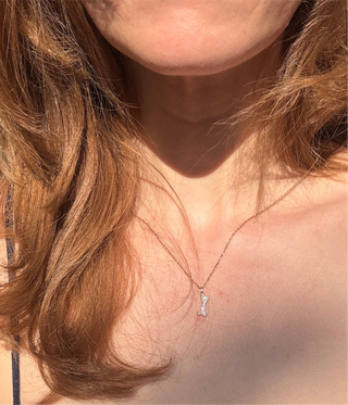 Dainty Diamond Dog bone Charm 14k