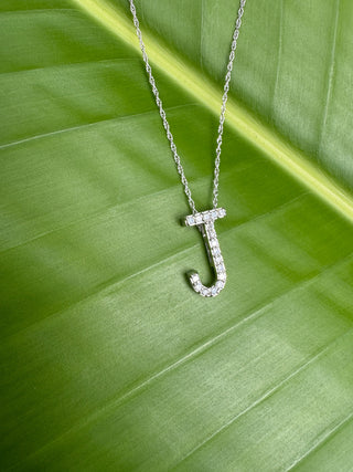 10k Vintage Natural Diamond "J" initial pendant