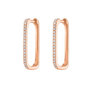 Rose Gold Rectangle Diamond Hoops