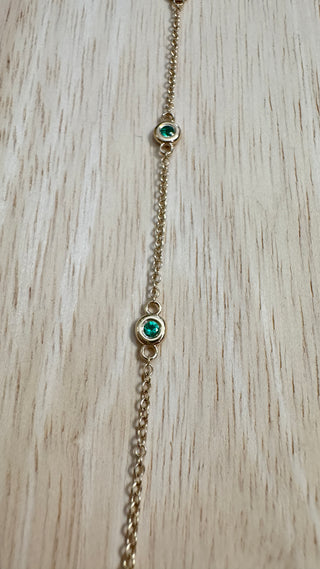 14k Emerald Dainty Bracelet - May Birthstone