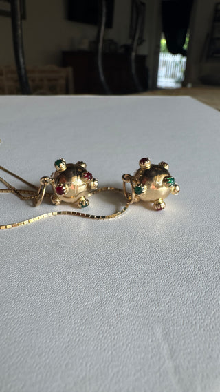 Vintage 14k Emerald + Ruby Sputnik Charm