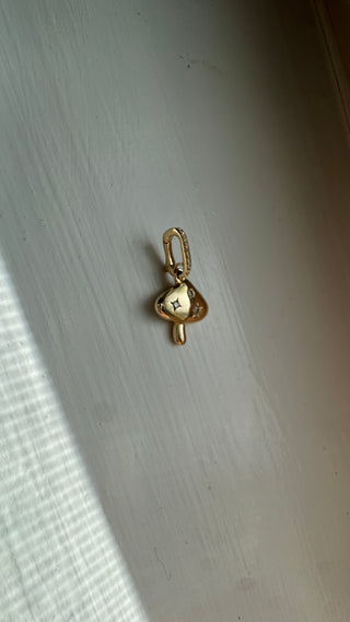 14K Yellow Gold Natural Diamond Mushroom Charm