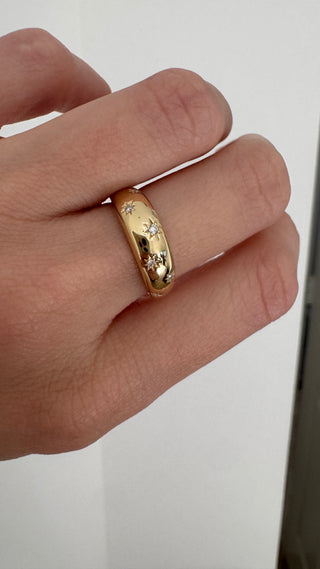 14k Diamond Dome Star Ring