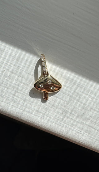 14K Yellow Gold Natural Diamond Mushroom Charm
