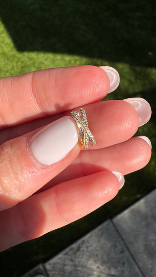 Diamond X Design Ear Cuff 14k