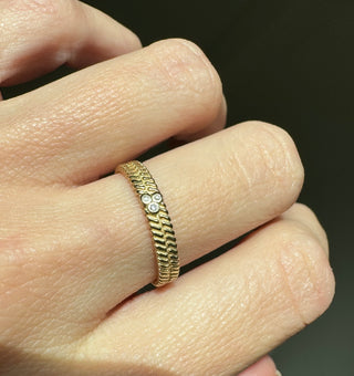 Triple Natural Diamond Double Texture Band