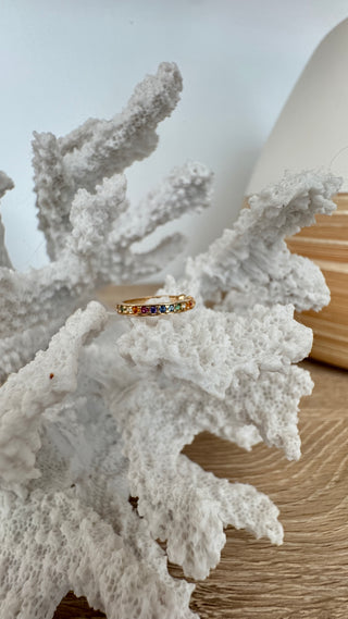 14k Gold Rainbow Ear Cuff