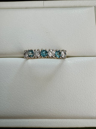 Vintage 9k Natural Light Blue topaz and cz ring