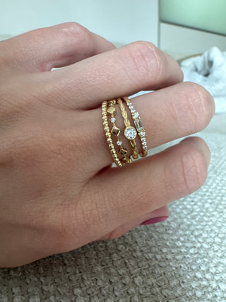 Braided stacking band bezel stone