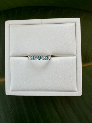 Vintage 9k Natural Light Blue topaz and cz ring