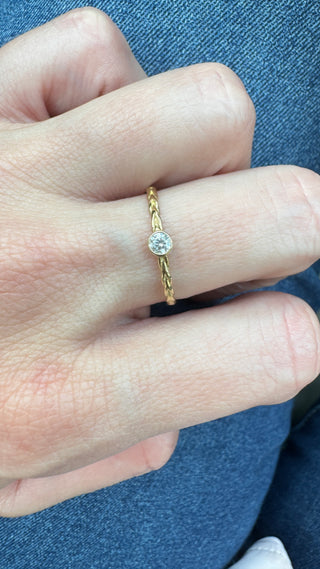 Braided stacking band bezel stone