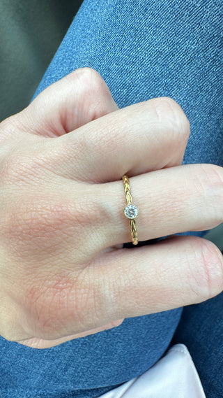 Braided stacking band bezel stone