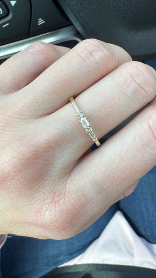 Stacking pave & emerald Ring